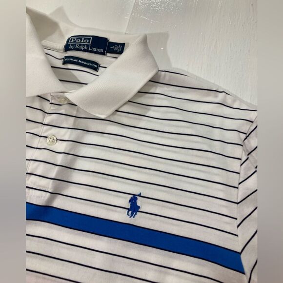 Polo Ralph Lauren Men’s L Blue Striped Golf Polo Shirt Casual Athleisure - Picture 3 of 8